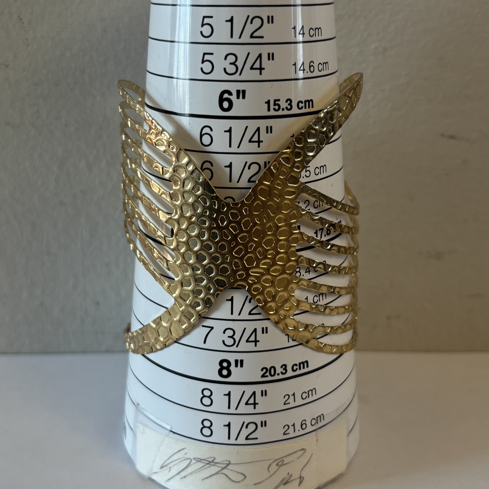 Gold-Tone Hammered Abstract Flared Cutout Cuff Bracelet
